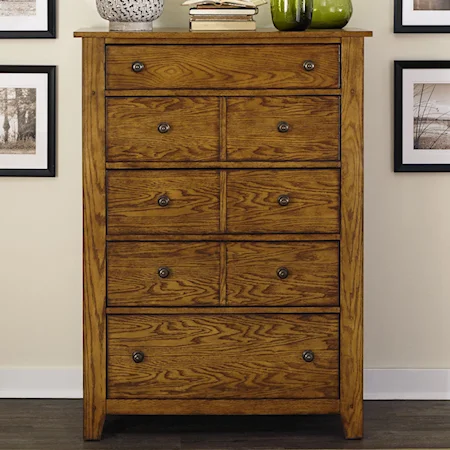 5 Drawer Chest with Wood and Peg Accents